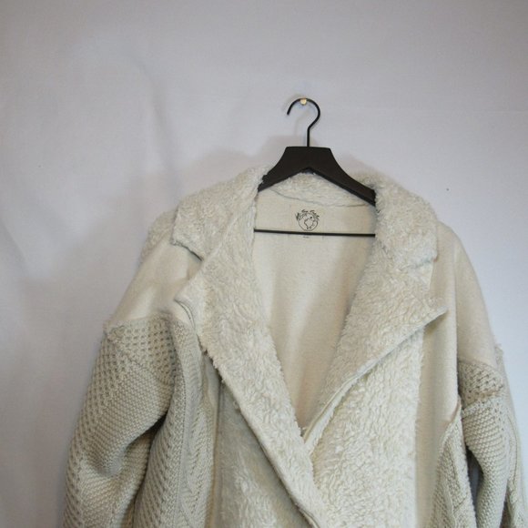 Free People Cream Knit Sweater Coat Mid Length Cardigan - Picture 7 of 12